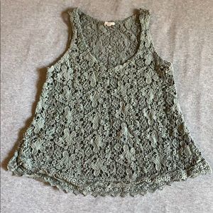 Olive Green Crochet Tank XS